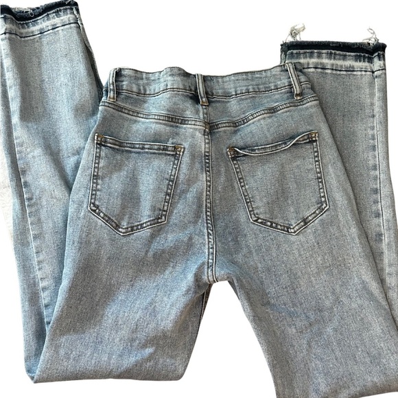 Heyson Light Blue Denim Jeans Boot Cut With Raw Hem Slit Size 3 - Picture 3 of 4